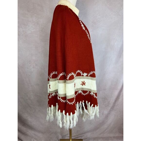 Vintage Boho Western Wool Cape Poncho 1970s - Picture 4 of 7